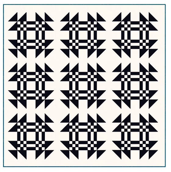 Black and White Gables Quilt Kit-Square Throw